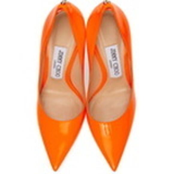 Jimmy Choo Love 100 Neon Orange Patent Leather Pumps Size 35.5 EU - Picture 3 of 13
